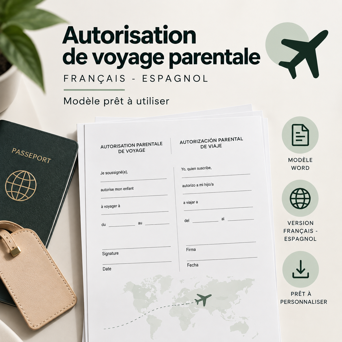 Attestation de voyage français-espagnol