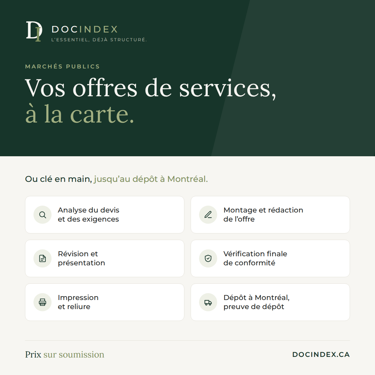 Vos offres de services, à la carte