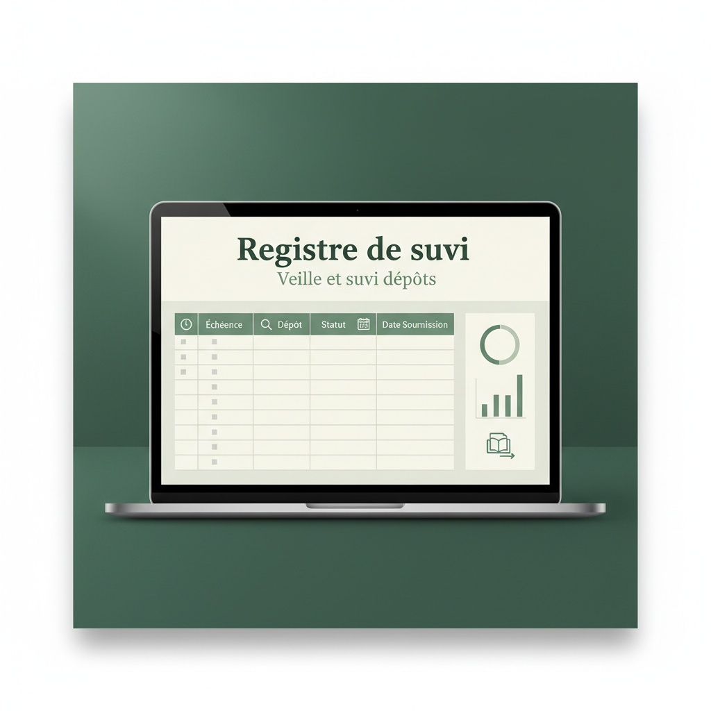 Couverture du registre de suivi pour la veille et le suivi des dépôts